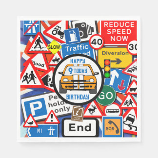 Guardanapo De Papel Colourful Road Signs Collage Birthday Party Napkin