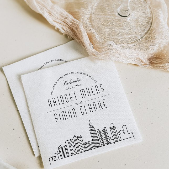 Guardanapo De Papel Columbus Deco Skyline | Evento de Casamento Napkin (Criador carregado)
