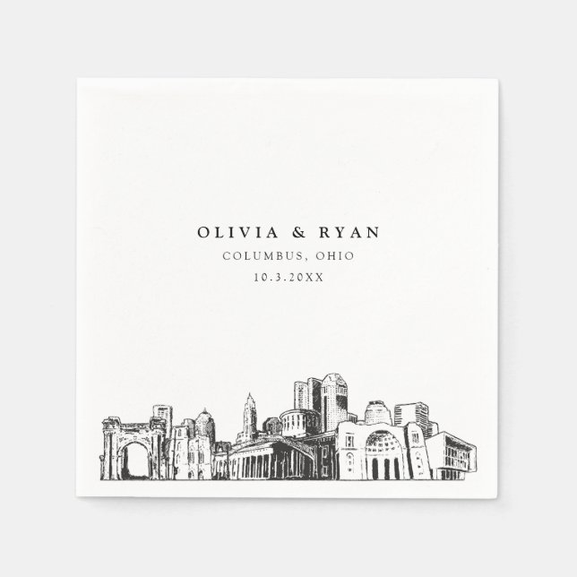 Guardanapo De Papel Columbus Ohio Wedding Minimalist Paper (Frente)