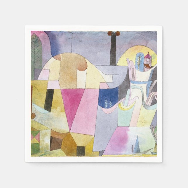 Guardanapo De Papel Colunas Negras em Paisagem 1919 por Paul Klee (Frente)