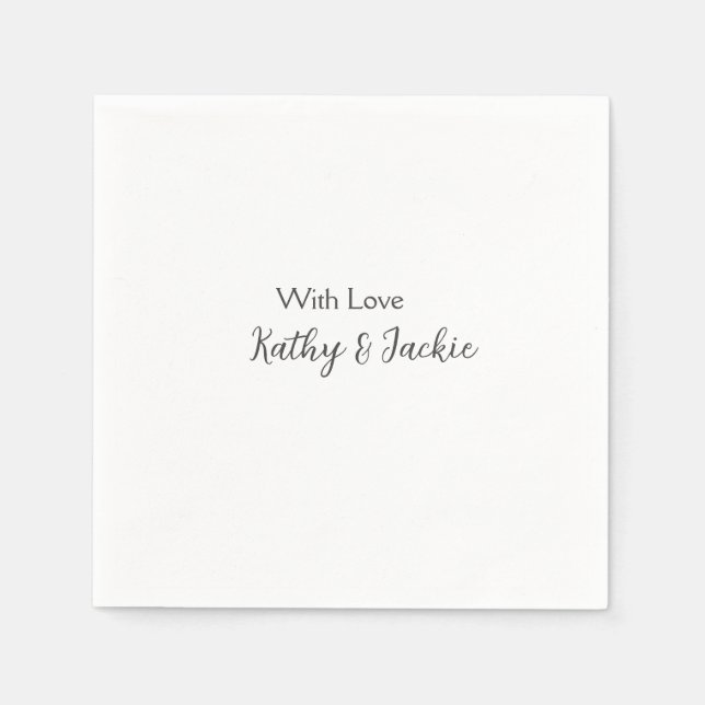 Guardanapo De Papel Com amor adicione nome de casal casamento simples (Frente)