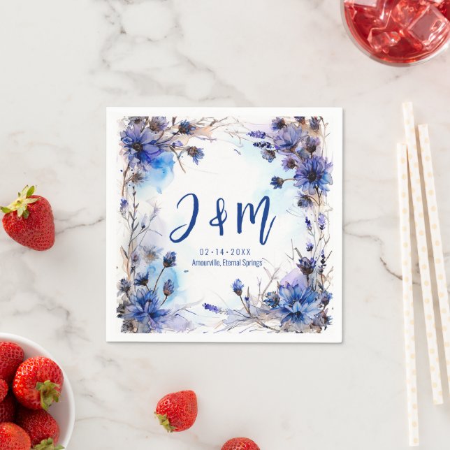 Guardanapo De Papel 💍 com as iniciais Cornflower e Elegance Lavanda (Insitu)