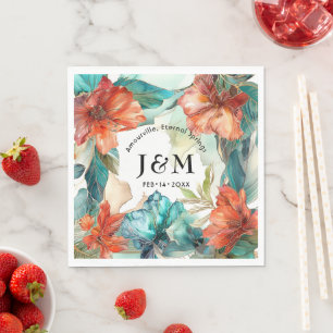 Guardanapo De Papel 💗 com as iniciais Wedding Hibiscus Serenade Parad
