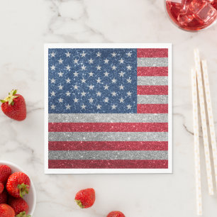 Guardanapo de papel com brilho da bandeira america