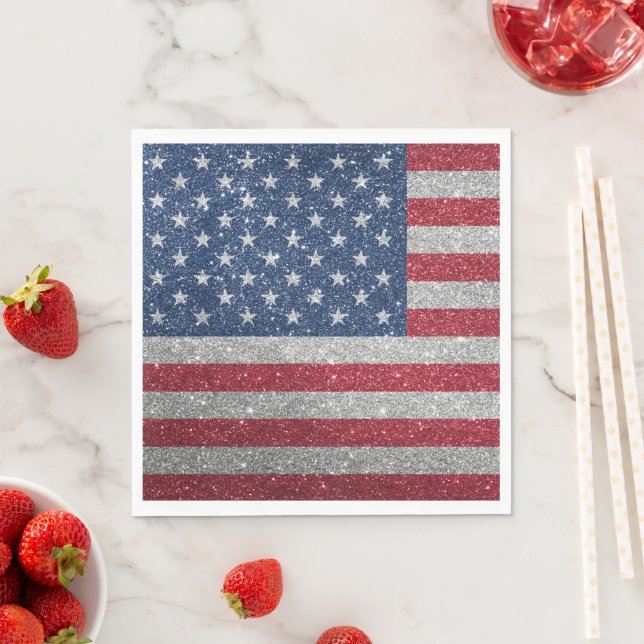 Guardanapo de papel com brilho da bandeira america (Insitu)