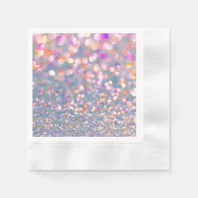 Guardanapo de papel com confete cinza e rosa suave (Frente)