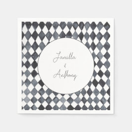 Guardanapo de papel com diamantes preto e branco