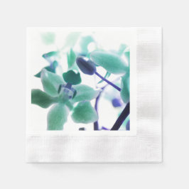 Guardanapo de papel com estampas de orquídea aqua