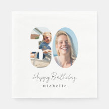 Guardanapo de papel com foto personalizada para 30