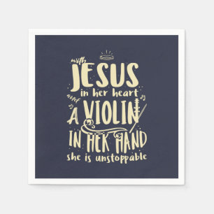 Guardanapo De Papel Com Jesus em seu coração Um Violino em sua mão