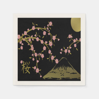Guardanapo de papel com motivo japonês preto e dou