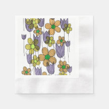 Guardanapo de papel com padrão floral retrô desenh