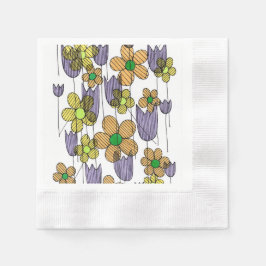 Guardanapo de Papel com Padrão Floral Retro Desenh