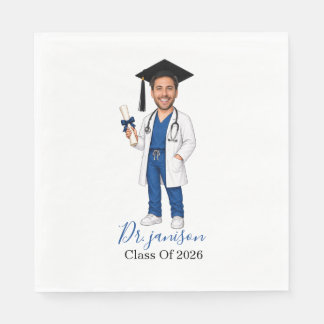 Guardanapo de papel com rosto de graduado médico p