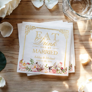 Guardanapo De Papel COMA a bebida e seja quadro Dourado casado do