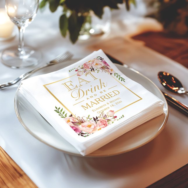 Guardanapo De Papel Coma Beba e seja casado com chic choro Dourado (Criador carregado)