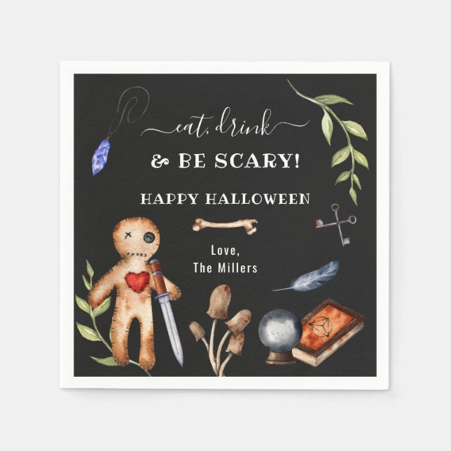 Guardanapo De Papel Coma, Beba & Seja Assustador | Boneco Voodoo Hallo (Frente)