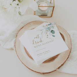 Guardanapo De Papel Coma Bebida Casamo-nos Dourados