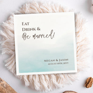 Guardanapo De Papel Coma Bebida Casar-Se Casado Casado Azul Cocktail
