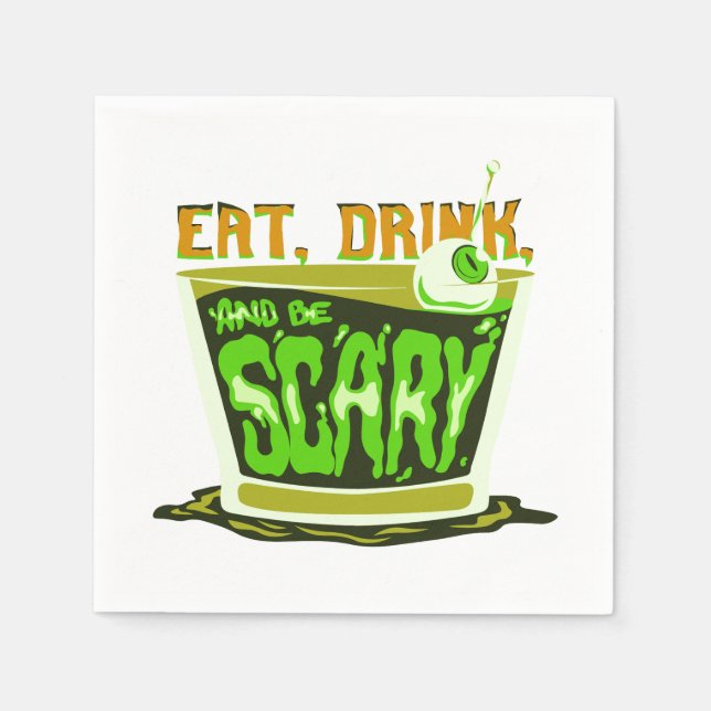 Guardanapo De Papel Coma bebida e seja assustador (Frente)