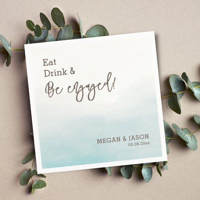 Guardanapo De Papel Coma Bebida Seja Engajada Festa de noivado Azul Du (Criador carregado)