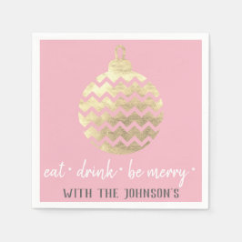 Guardanapo De Papel Coma Bebida Seja Feliz Cinza Rosa, Feriados Dourad