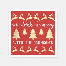 Guardanapo De Papel Coma Bebida Seja Feliz, Névoas brancas Douradas Ve