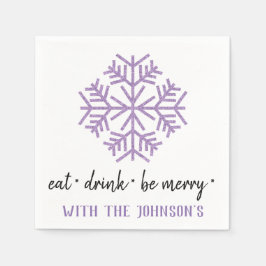 Guardanapo De Papel Coma Bebida Seja Feliz Púrpura Neve Preta