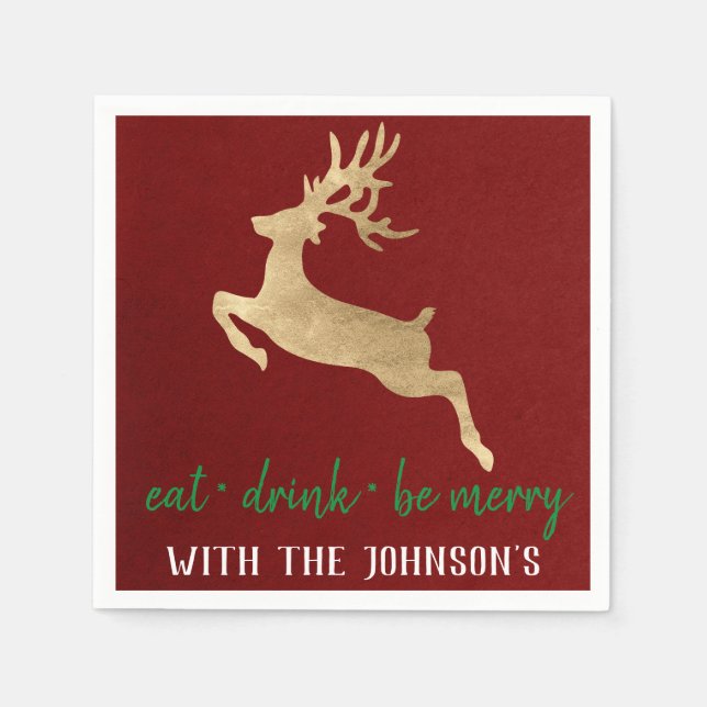 Guardanapo De Papel Coma Bebida Seja Uma Reindedora Dourada Feliz Bran (Frente)
