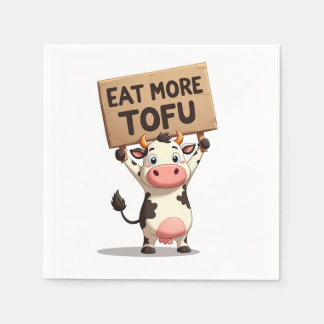 Guardanapo De Papel Coma Mais Tofu - Vaca Protestando Napkin