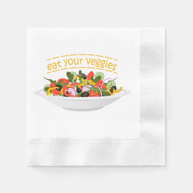 Guardanapo De Papel Coma seus vegetais Cite salada fresca misturar tig (Frente)
