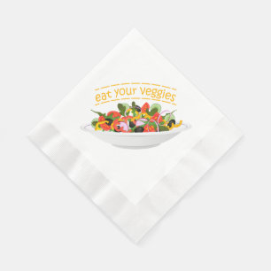 Guardanapo De Papel Coma seus vegetais Cite salada fresca misturar tig