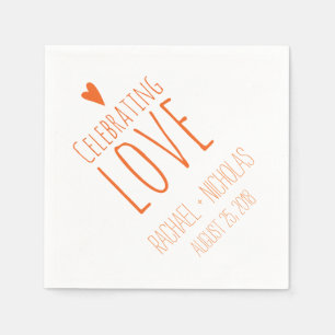 Guardanapo De Papel Comemorando o casamento alaranjado do amor