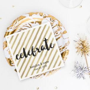 Guardanapo De Papel Comemore o aniversário de casamento Dourado da