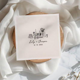 Guardanapo De Papel Comida de Casamento Desenhado da Mão