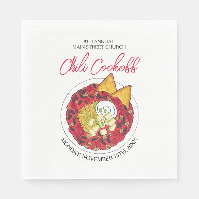 Guardanapo De Papel Comida de jantar da Competição Chili Chili Soup Co (Frente)