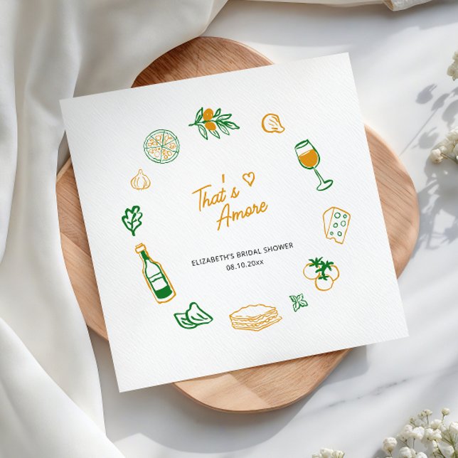 Guardanapo De Papel Comida Italiana Rústica Isso É Amor Amarelo Verde (Criador carregado)