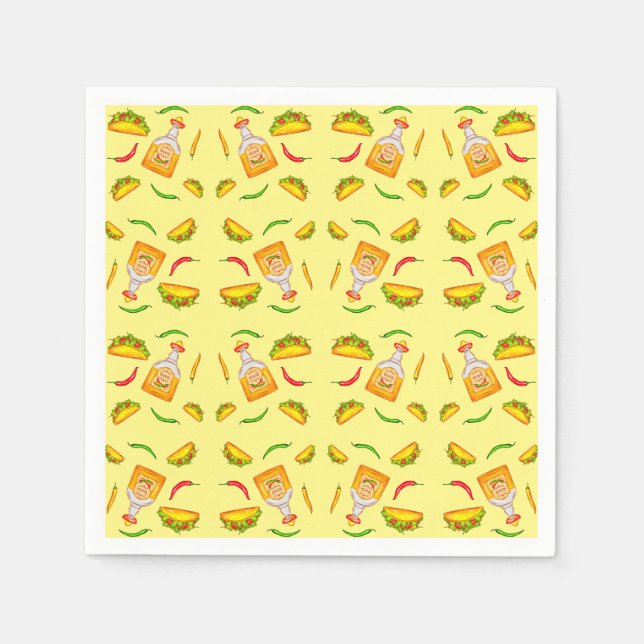 Guardanapo De Papel Comida Mexicana Hispânica Tacos Tequila (Frente)