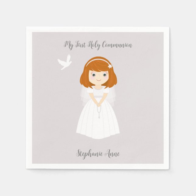 Guardanapo De Papel Communion Dove Redhead Girl (Frente)