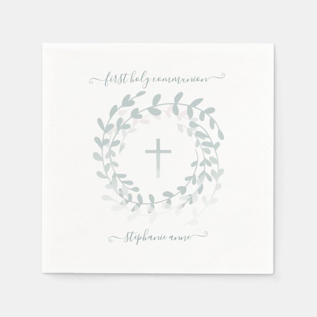 Guardanapo De Papel Communion Sage Wreath e Cross (Frente)