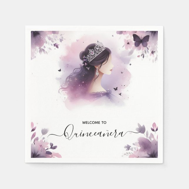 Guardanapo De Papel Como Dourada Real Tiara Lilac Light Purple Quincea (Frente)
