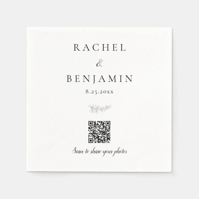 Guardanapo De Papel Compartilhamento de Fotos com Código QR para Casam (Frente)