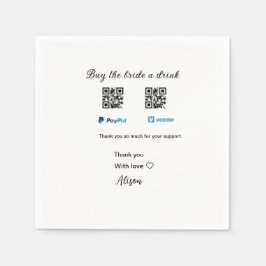 Guardanapo De Papel Comprar a noiva doação de bebida QR Venmo PayPal