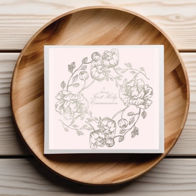 Guardanapo De Papel Comunhão Dourado Floral Napkins (Criador carregado)