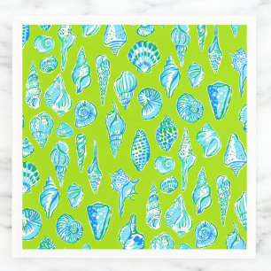 Guardanapo De Papel Conchas costeiras de pré-disquete na orla Verde li