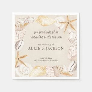 Guardanapo De Papel Conchas de Praia Areia Amor Mar Casamento