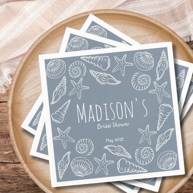 Guardanapo De Papel Conchas Marinhas e Estrela do Mar Chá de Noiva à B (Criador carregado)