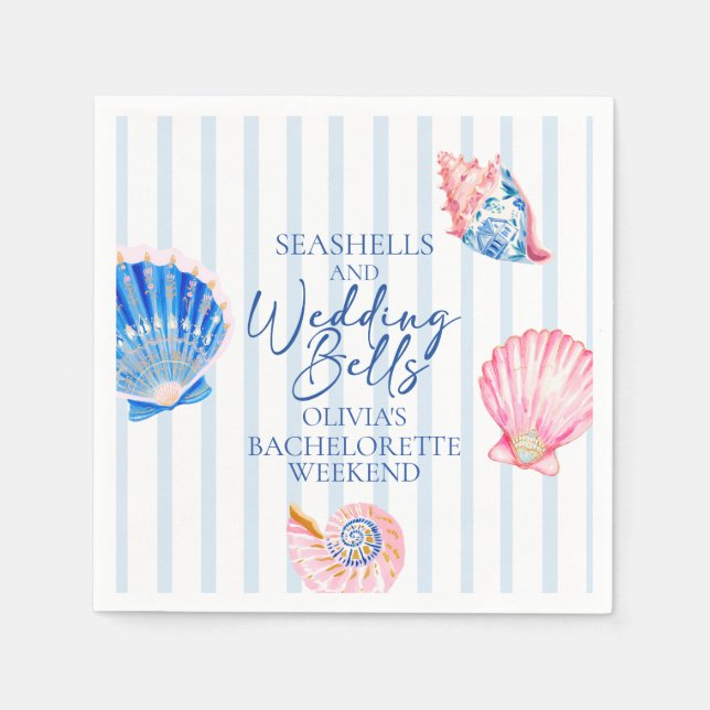 Guardanapo De Papel Conchas Marinhas e Sininhos de Casamento Despedida (Frente)
