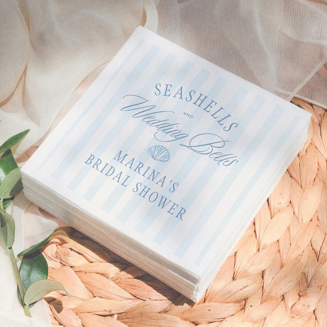 Guardanapo De Papel Conchas Marinhas & Sininhos de Casamento Chás de N (Criador carregado)