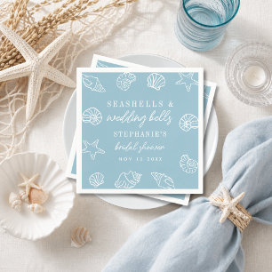 Guardanapo De Papel Conchas Marinhas & Sininhos de Casamento Chuveiro
